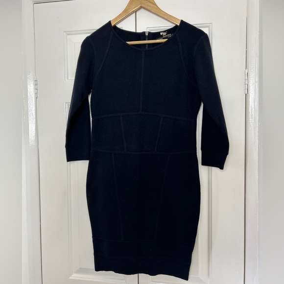 All Saints Elena knitted Dress UK 14 Jumper Bodycon Black Stretch Knit Party - Picture 2 of 9